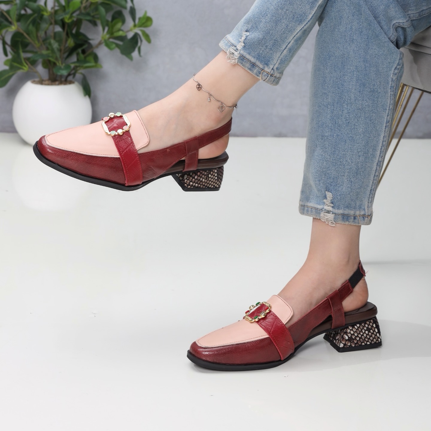 Burgundy Rose Slingback