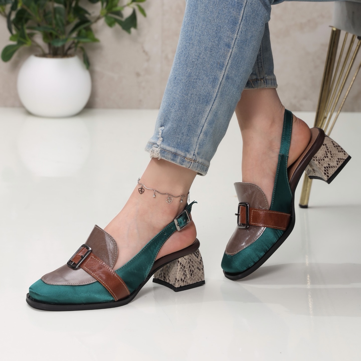 Jewel Buckle Slingback